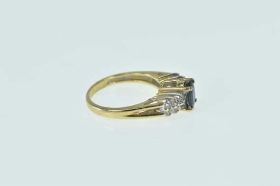14K Oval Sapphire Diamond Vintage Engagement Ring… - image 2