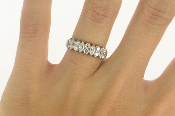 Platinum 1.10 Ctw Marquise Diamond Wedding Ring S… - image 5