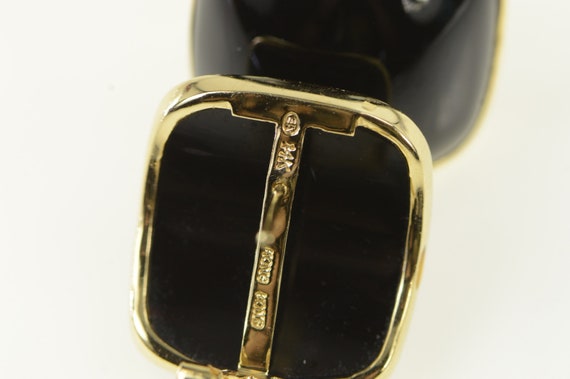 14K 1960's Vintage Curved Black Onyx Earrings Yel… - image 3