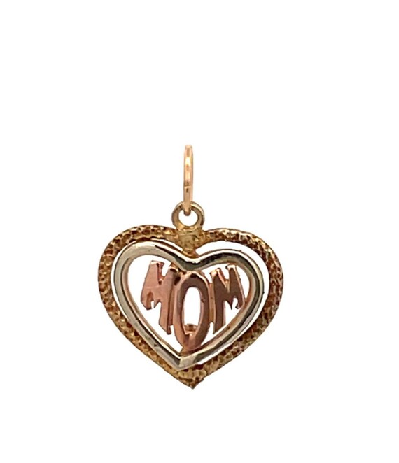 14K Tri Tone Mom Mother's Day Heart Love Pendant … - image 1