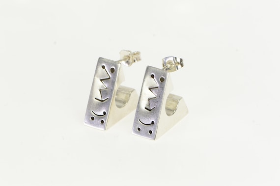Sterling Silver Squared Geometric Pattern Triangl… - image 1