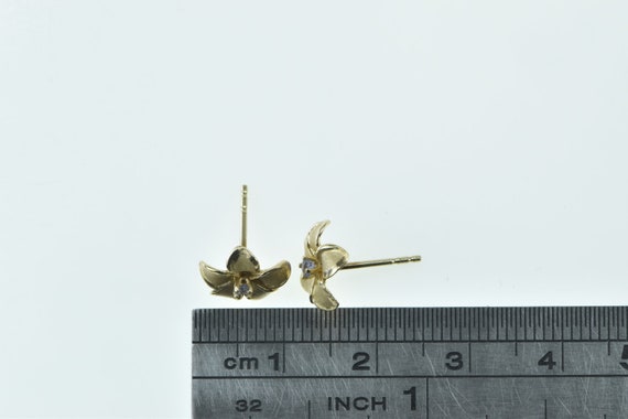 14K Tanzanite Plumeria Flower 3D Vintage Stud Ear… - image 4