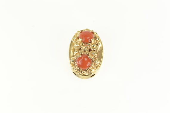 14K Ornate Victorian Coral Slide Bracelet Charm/P… - image 1