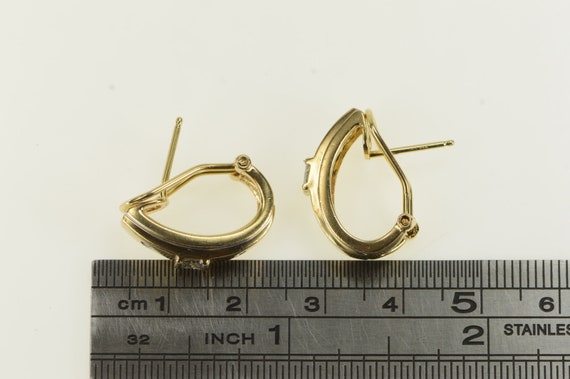 14K Princess Diamond Oval French Clip Hoop Earrin… - image 4