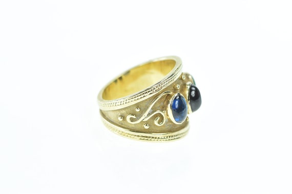 14K Syn. Emerald Garnet Syn. Sapphire Band Ring S… - image 2