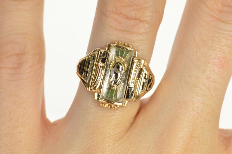 10K 1962 SHS High School Ornate Retro Class Ring Size 8 Yellow Etsy