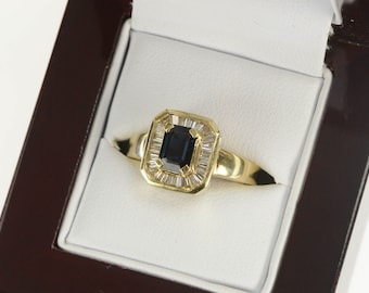 14K 1.52 Ctw Sapphire Diamond Halo Engagement Ring Size 4.5 Yellow Gold