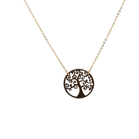 9K Tree of Life Filigree Round Cable Chain Neckla… - image 3