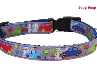 Obroża dla psa Beep Beep, samochody wyścigowe, ciężarówki, chłopiec, rozmiar S lub XS