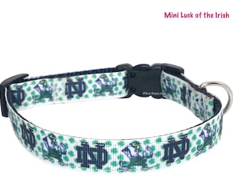 Notre Dame Dog Collar ND Luck Fighting Irish Shamrocks XS or Small
