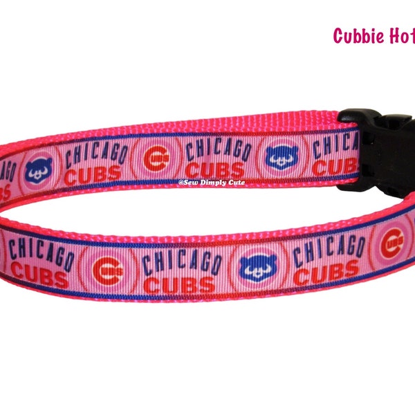 Cubs Adjustable Dog Collar Chicago Cubbie Hot Pink