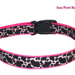 Cow Print Hot Pink Adjustable Dog Collar