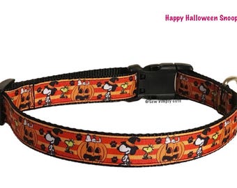 Feliz Halloween Snoopy Collar de perro Calabazas Woodstock Otoño