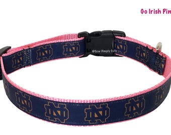 Go Irish Pink Dog Collar Logo Notre Dame ND
