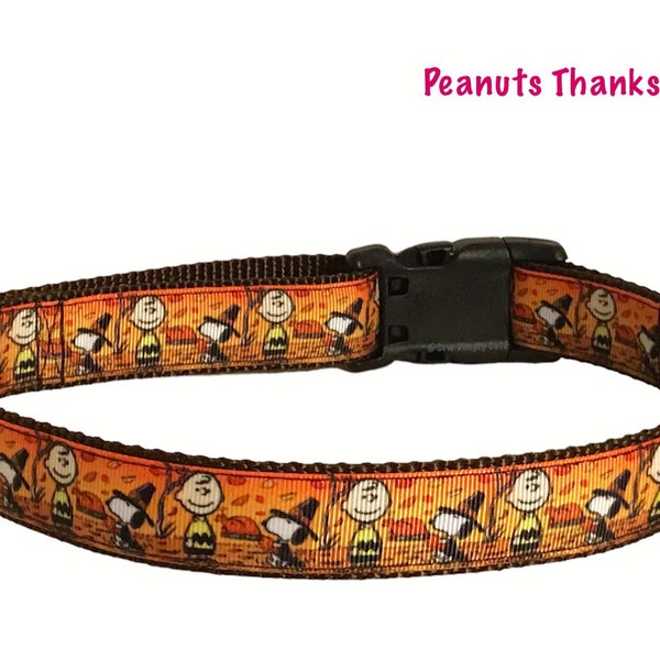 Peanuts Thanksgiving Dog Collar Snoopy Charlie Brown Fall Autumn