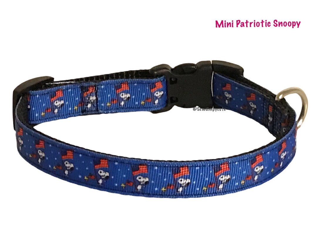 Patriotic Snoopy Peanuts Dog Collar USA 4th of July American Flag Small