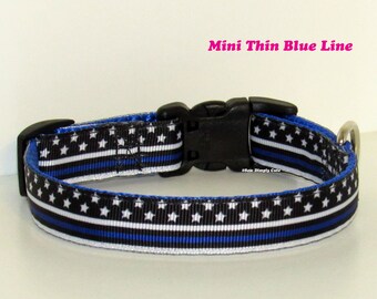 Thin Blue Line Police Dog Collar Small or XS