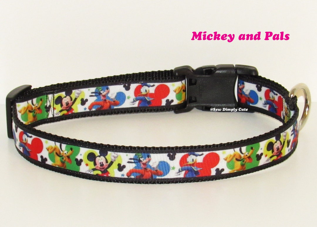 Mickey & Pals Adjustable Dog Collar Disney Goofy Pluto Donald Mickey