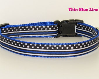 Thin Blue Line Police Flag Dog Collar Policeman Support