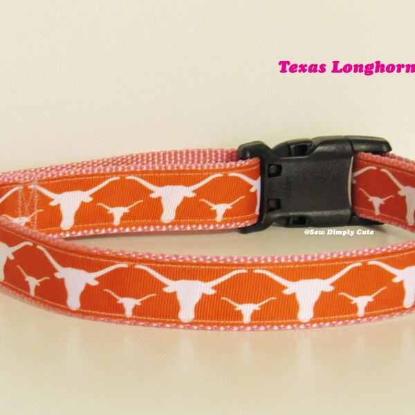 University of Texas Longhorns Pink Adjustable Dog Collar