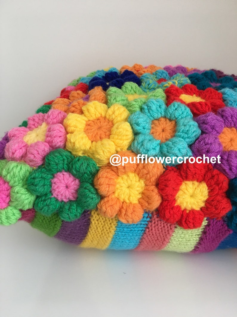 Crochet Cushion Large Flower Cushion Couch Pillow Etsy