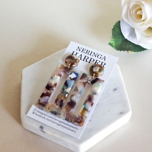 Rektangulära sköldpaddsformade hängande örhängen | Sköldpaddsformade örhängen | Sköldpaddsformade örhängen | Acetatörhängen | Till henne | Mors dag | Gåva