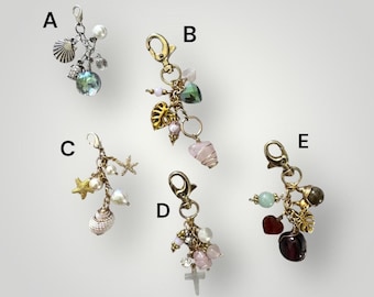 Handmade Gemstone Zipper Pull: Pearl & Stone Bag Charm