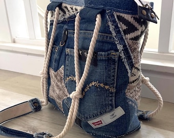Denim & Knit Sweater-Upcycled Bag | Eco-Friendly, Handmade, One-of-a-Kind