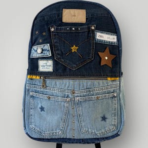 Handmade Denim Patchwork Backpack – One of a Kind