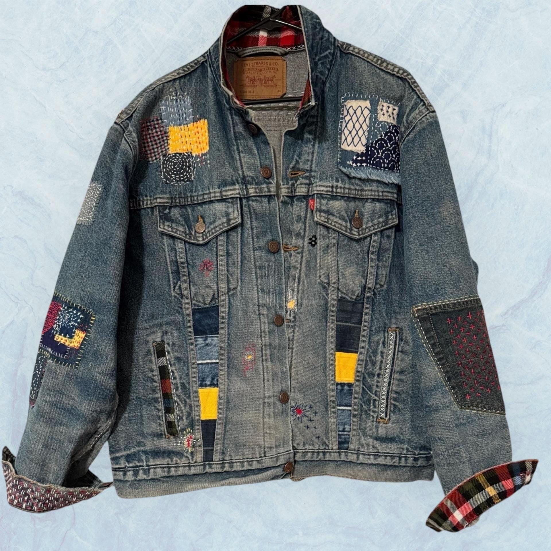 Vintage Levi's Denim Jacket: Handmade Sashiko Boro Patchwork
