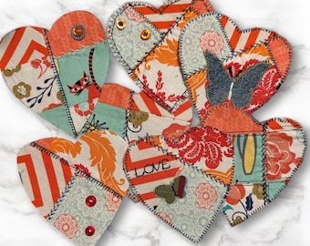 Handmade Upcycled Denim Heart Patches: Rustic DIY Crafting