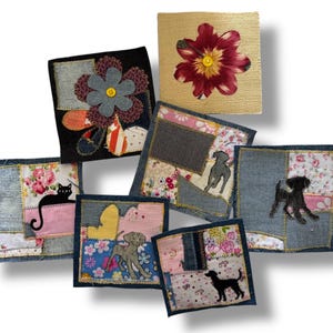 Handmade Fabric Appliqué Patches – Sew-On Denim and Cotton with Raw Edges