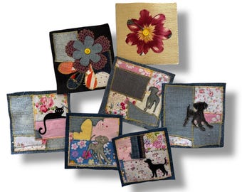 Handmade Fabric Appliqué Patches – Sew-On Denim and Cotton with Raw Edges