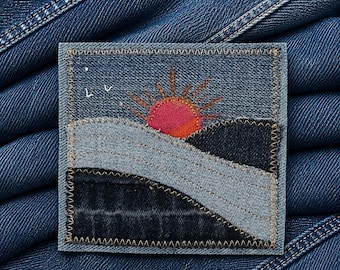 One-of-a-Kind Handmade Denim Patch – Upcycled Sew-On Appliqué – Wearable Art