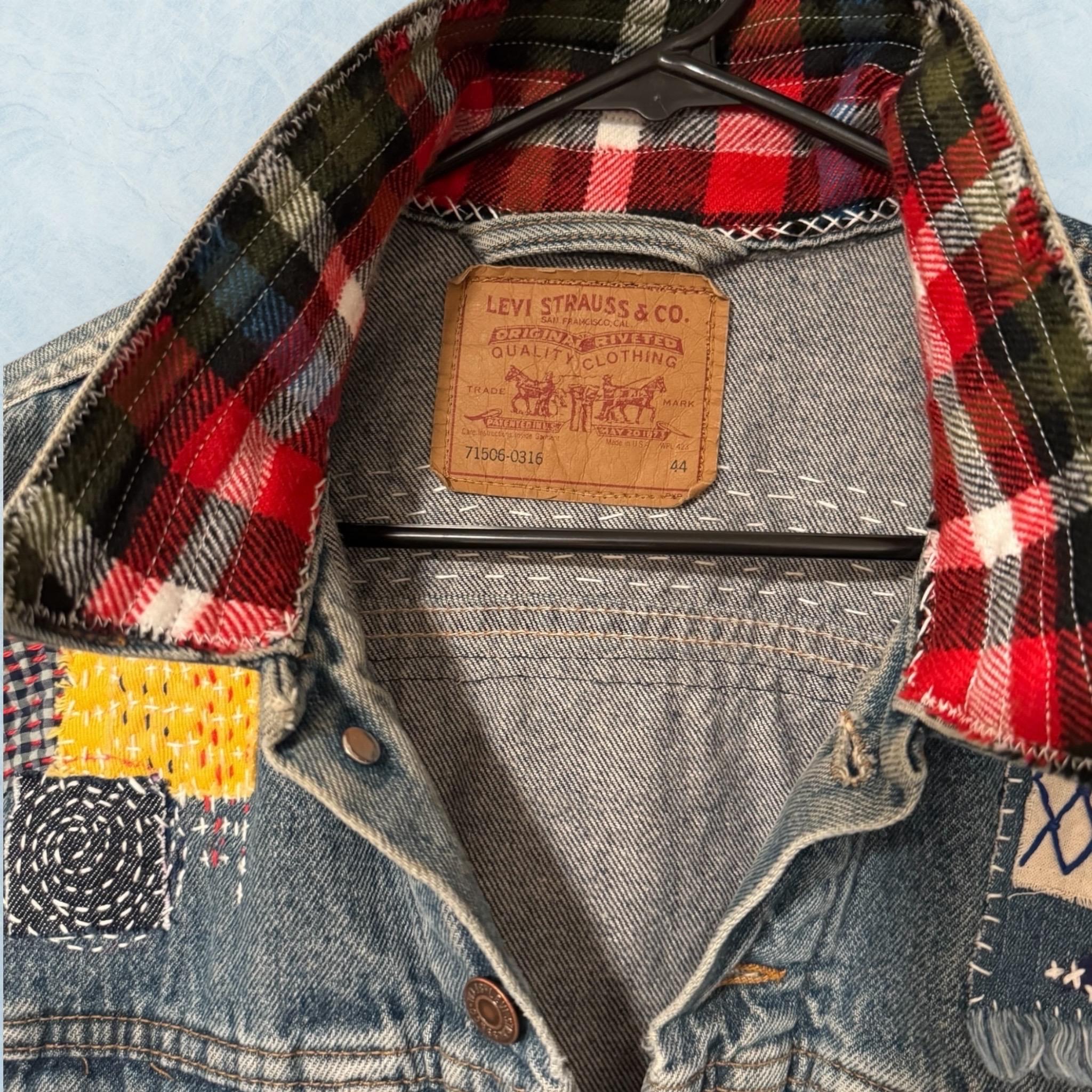 Vintage Levi's Denim Jacket: Handmade Sashiko Boro Patchwork