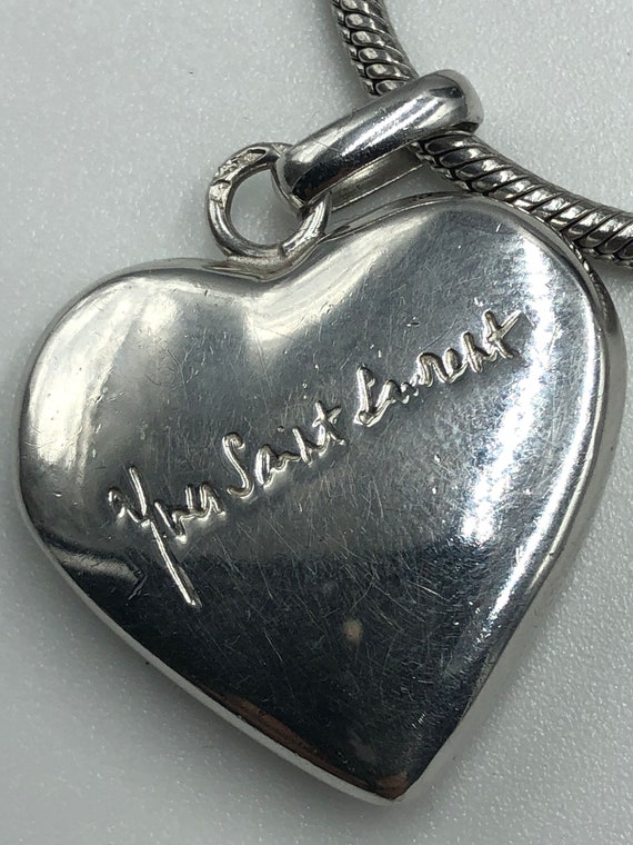 Yves Saint Laurent necklace heart YSL solid silve… - image 5