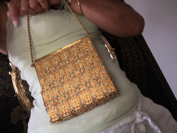 Sac Aumônière Bandoulière Strass Noir - Senso Di Donna - Doublé - Anse Aluminium - Neuf Sans étiquette
