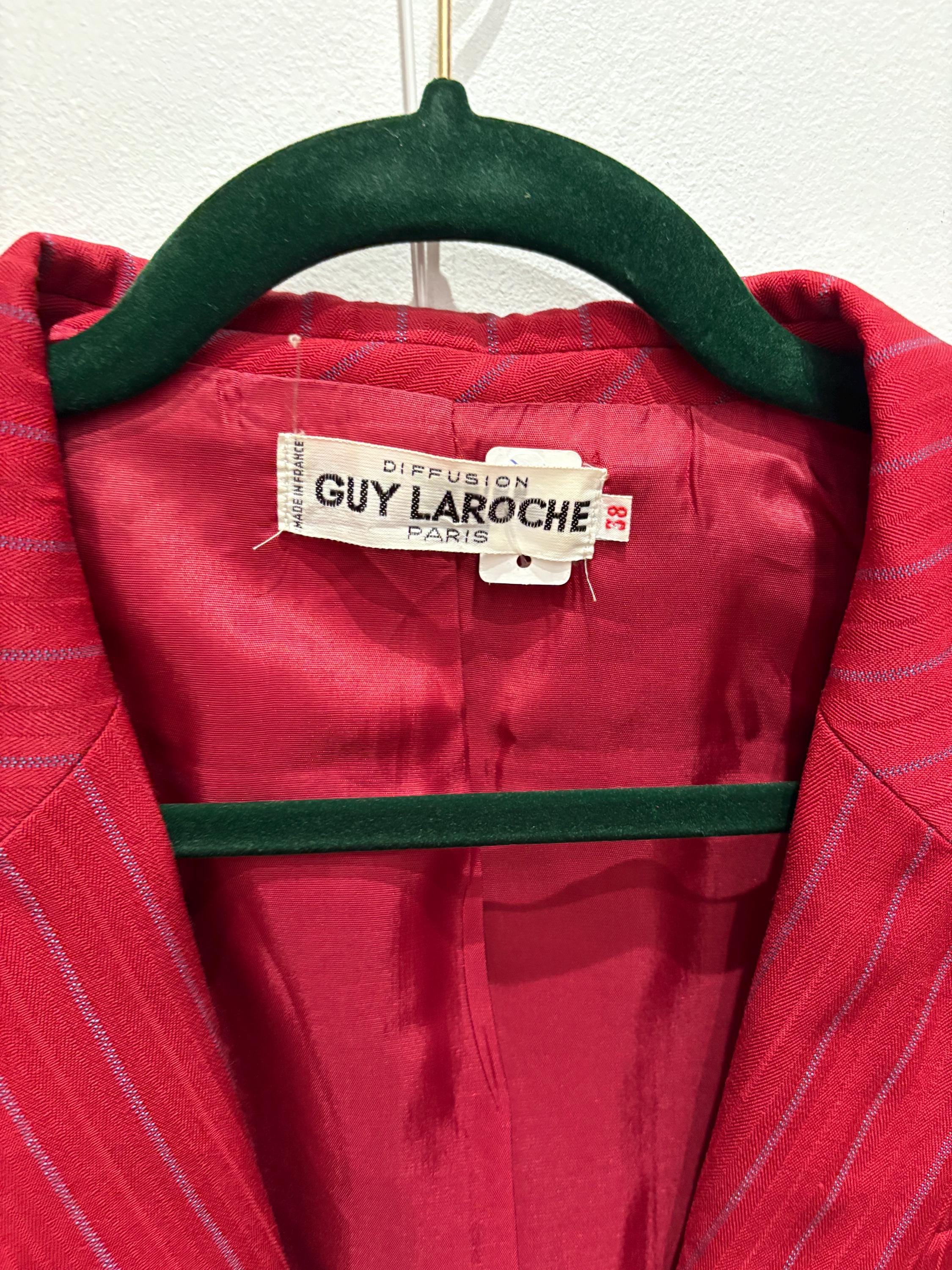Veste Vintage Guy Laroche - Carreaux Rouges Et Blancs - Taille 38 - Style Blazer Années 80 - Bon état