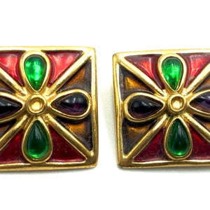 Yves Saint Laurent Authentic Vintage Colorful Enamel Earrings