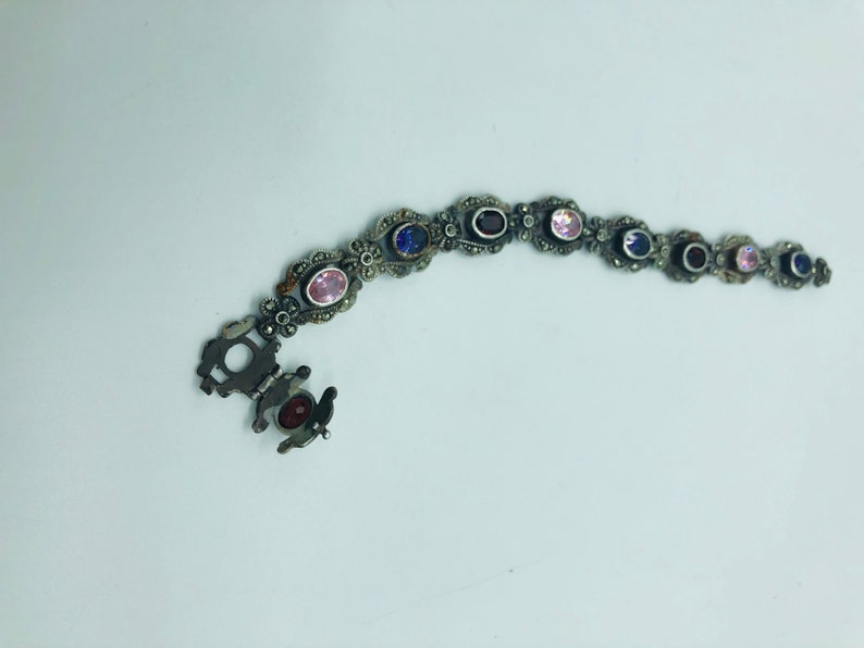 silver bracelet and stone set old