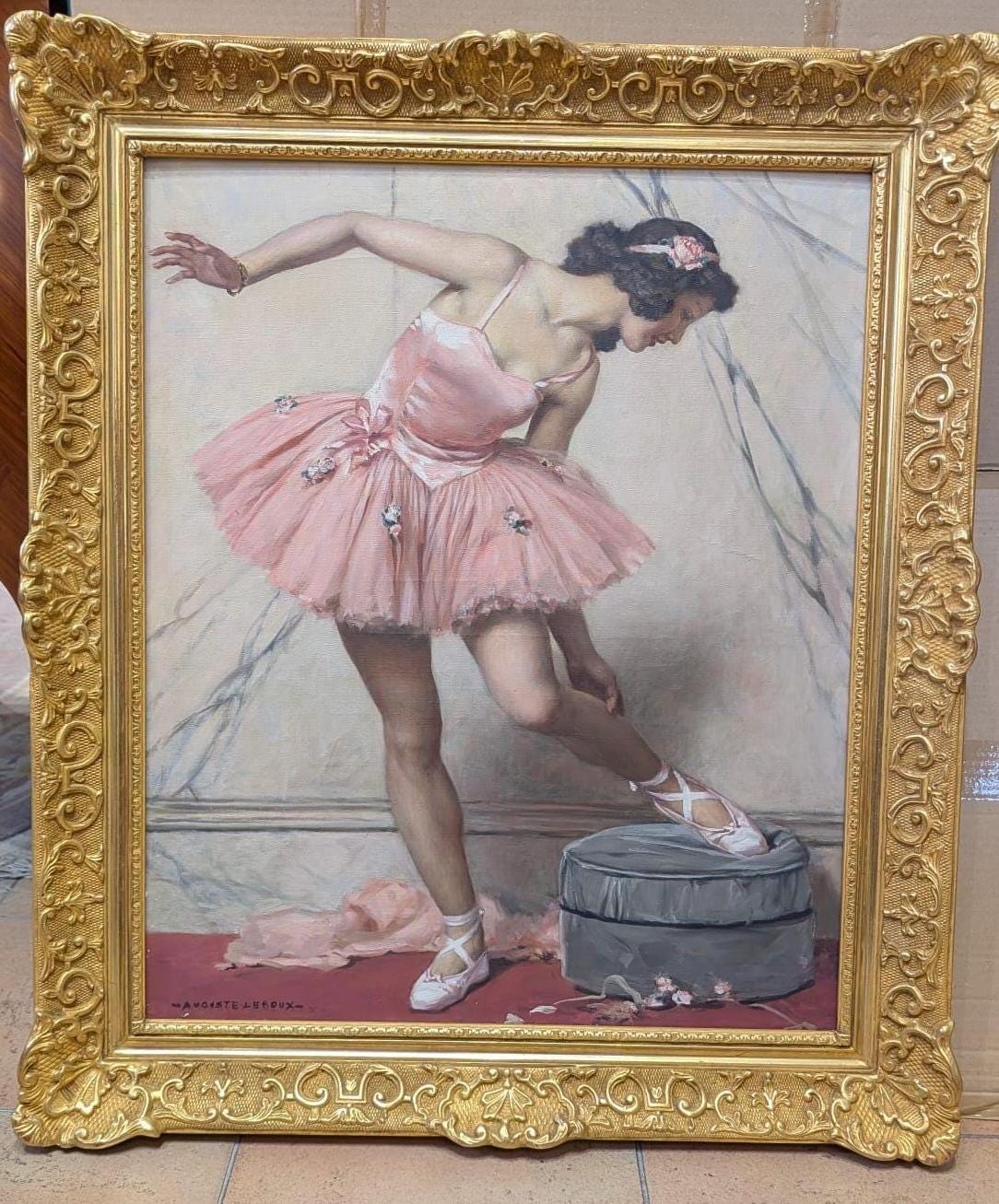 original authentic painting magnificent real dancer signed Auguste Leroux oil on canvas