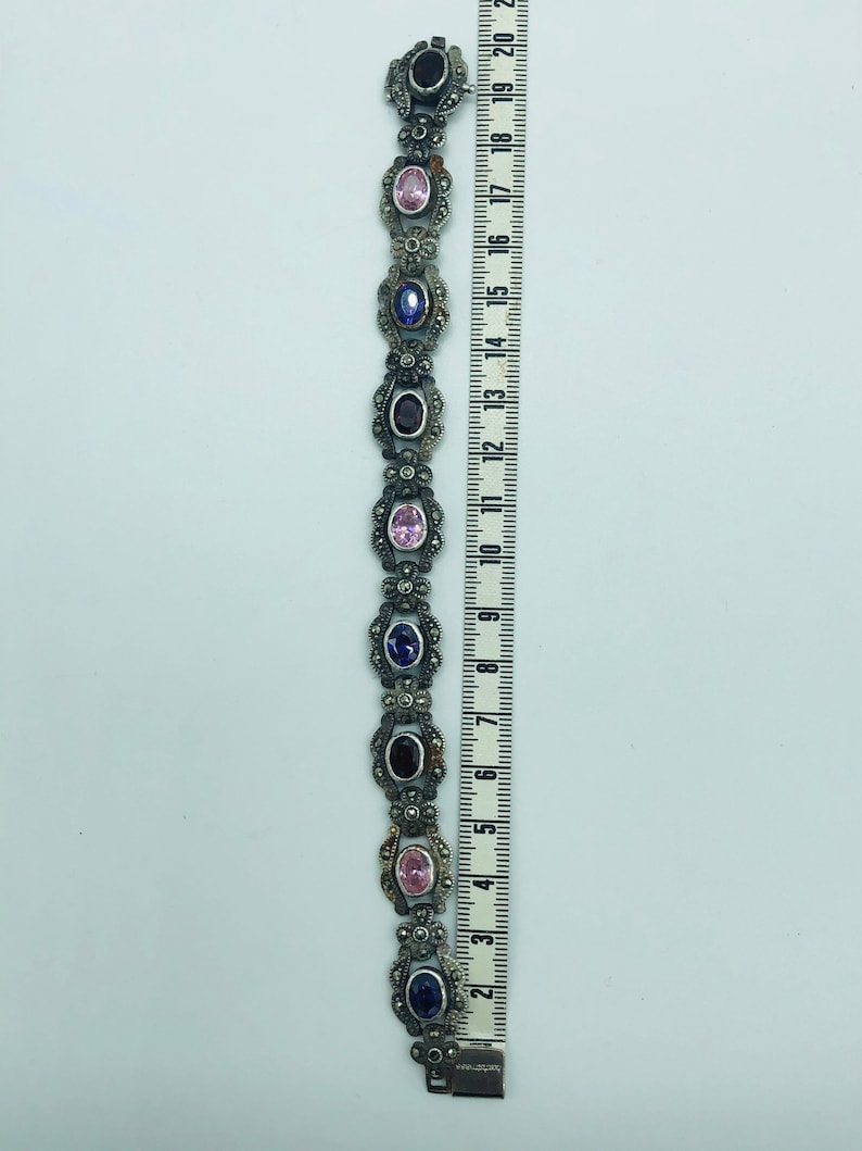 silver bracelet and stone set old