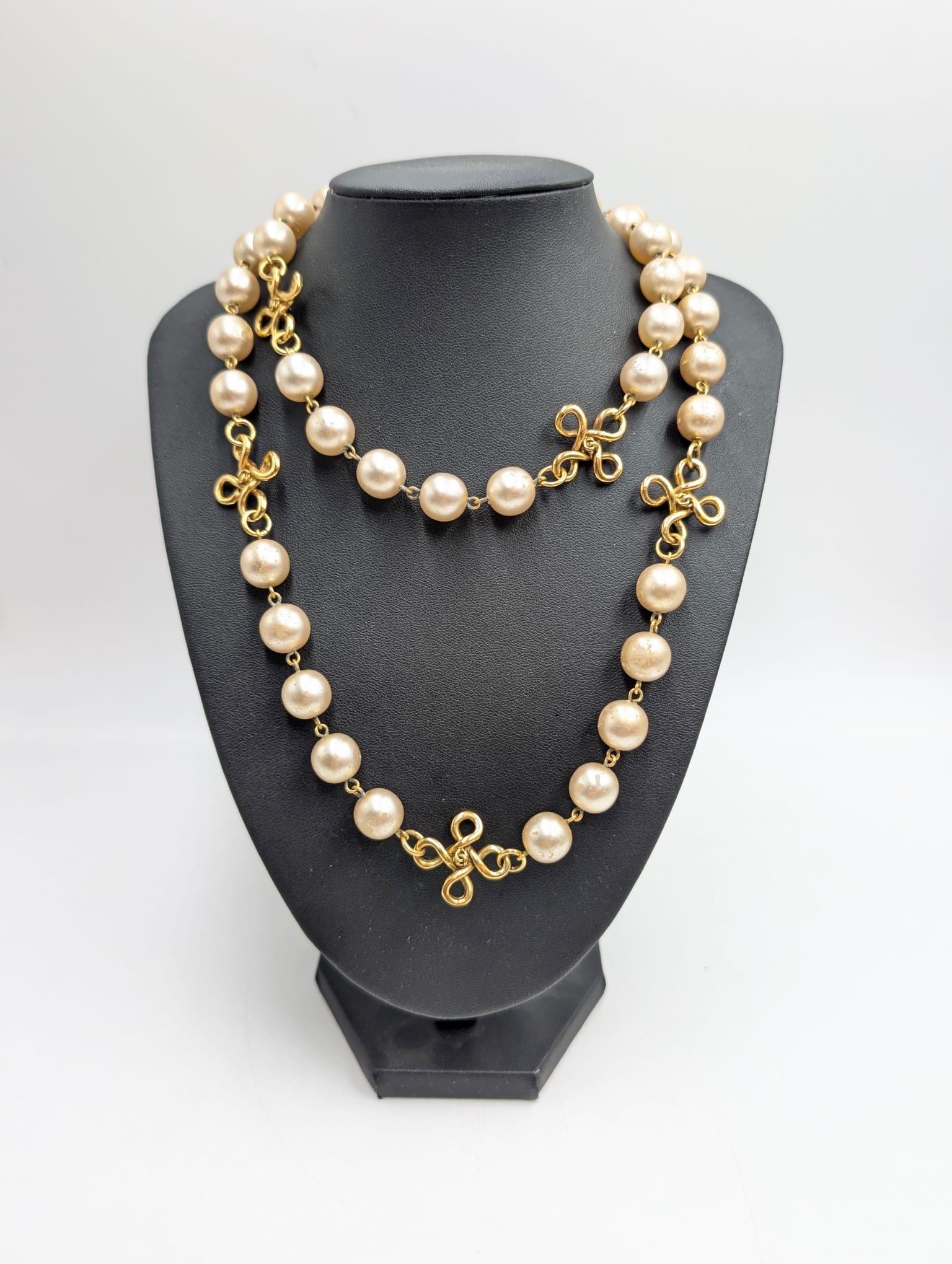 Chanel Logo Pearl Necklace - Etsy