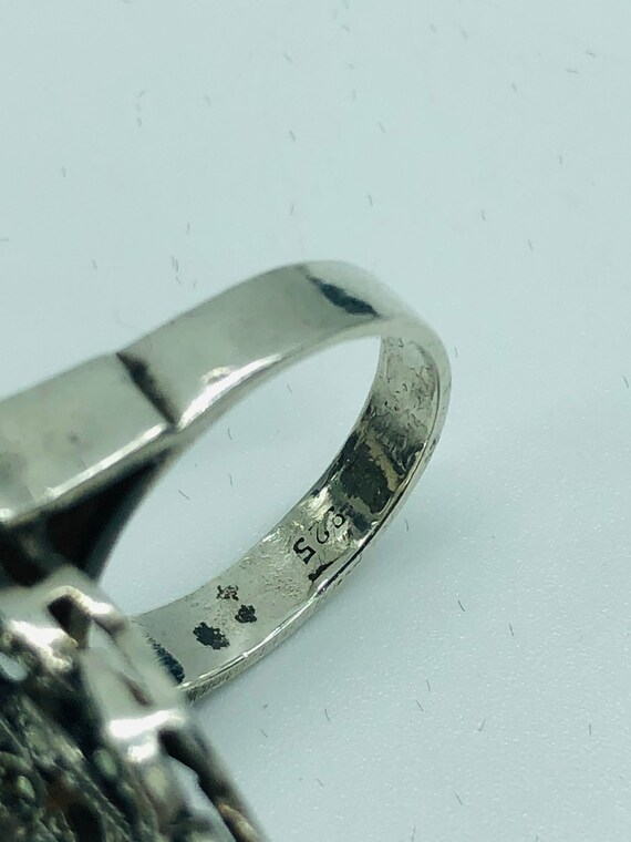 Massive 925 sterling silver ring with marcasites - image 6