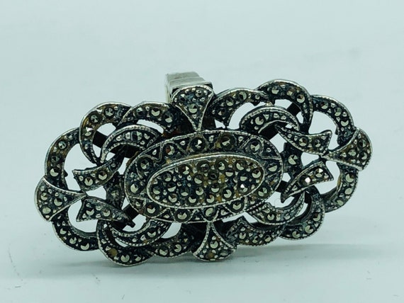 Massive 925 sterling silver ring with marcasites - image 2