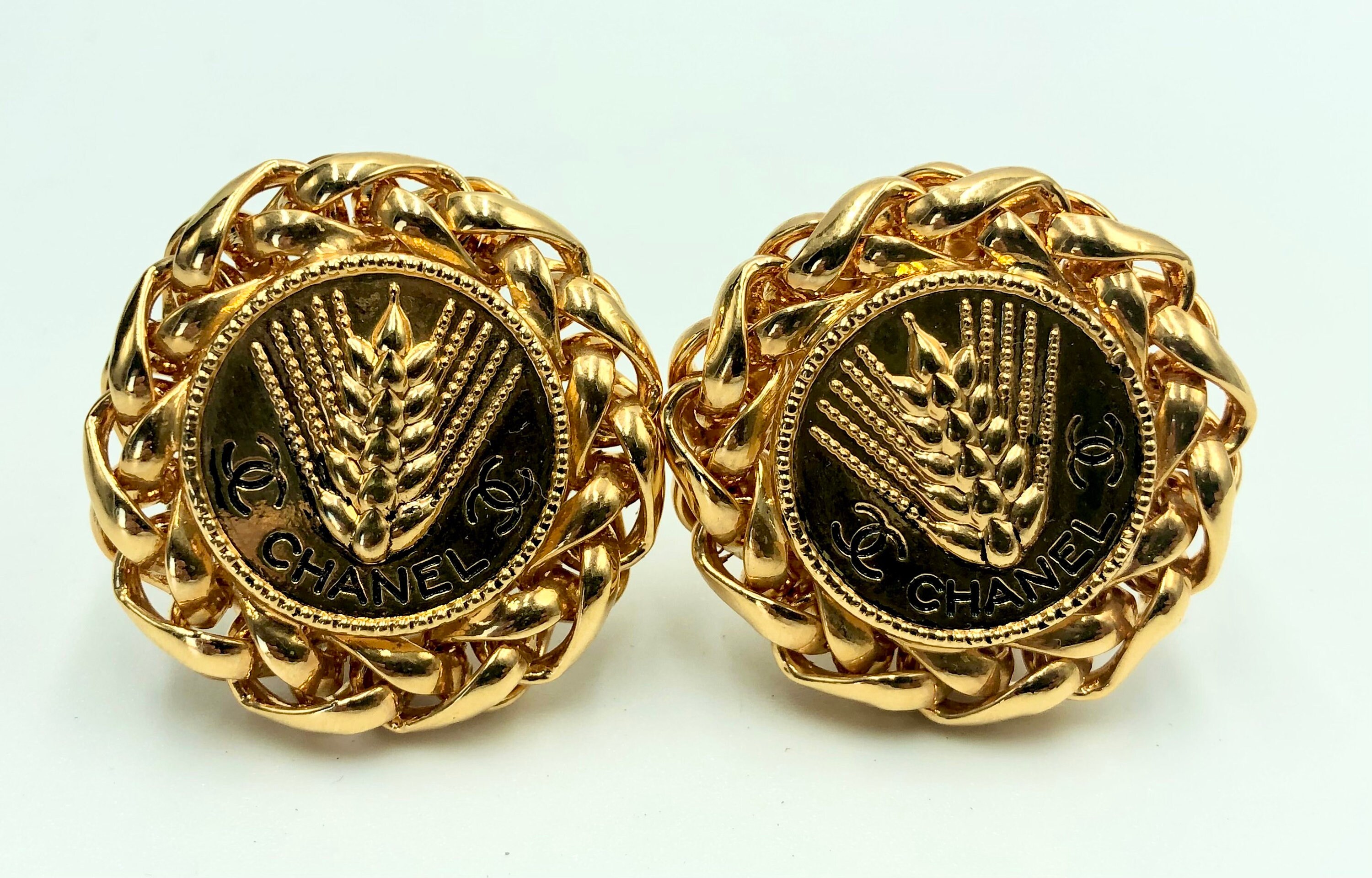 Buy Chanel Authentic Vintage Earrings Golden Ear of Wheat Online in India 