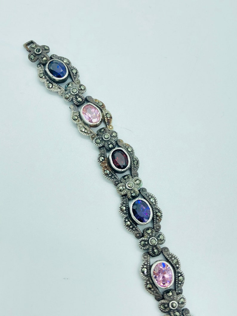 silver bracelet and stone set old