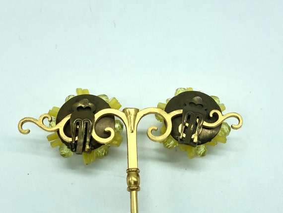Clips d’oreilles vintage jaune en perles fait main - image 4