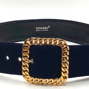 CHANEL CHANEL suspenders belt AA7922 leather Black Used Women logo CC Coco  AA7922