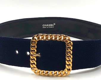 Chanel vintage authentic fabric belt lined with leather